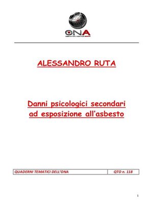 cover image of Danni psicologici secondari ad esposizione all'asbesto